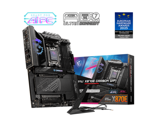 MSI MPG X870E CARBON WIFI ATX Motherboard ( AMD Socket AM5, Supports AMD Ryzen 9000, 8000, 7000 Series Desktop Cpu, 4x DDR5 RAM Slots, Max 256GB RAM )