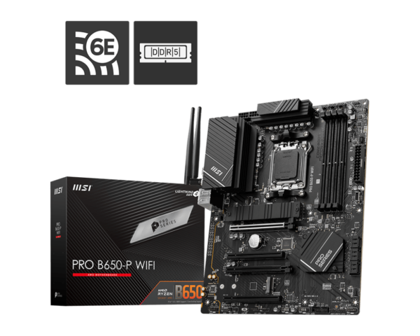 MSI PRO B650-P WIFI ATX Motherboard ( AMD Socket AM5, Supports AMD Ryzen 9000, 8000, 7000 Series Desktop Cpu, 4x DDR5 RAM Slots, Max 256GB RAM )