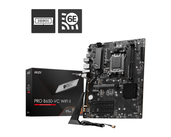 MSI PRO B650-VC WIFI II ATX Motherboard ( AMD Socket AM5, Supports AMD Ryzen 9000, 8000, 7000 Series Desktop CPU, 2x DDR5 RAM Slots Max 128GB RAM )
