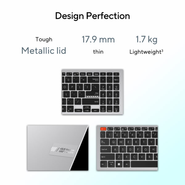 ASUS Vivobook S 15 OLED S5504VA-MA943WS Intel Evo Intel Core i9-13900H 13th Gen 15.6-inch 2.8K 120 Hz OLED Light Weight Laptop ( 16GB LPDDR5, 512GB SSD, Windows 11, MS Office, Cool Silver ) - Image 2