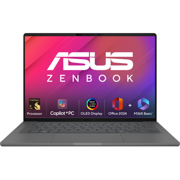 ASUS Zenbook A14 OLED UX3407RA-QD061WS Snapdragon X Elite X1E 78 100 14.0-inch OLED WUXGA 60Hz 0.2ms AI Powered Copilot+ PC Laptop ( 16GB LPDDR5X RAM, 512GB SSD, Windows 11, MS Office, Iceland Gray )
