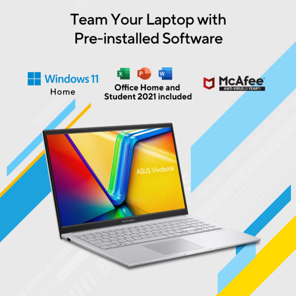 ASUS Vivobook 15 X1504ZA-NJ522WS Intel Core i5-1235U 12th Gen 15.6 Inch FHD Anti-glare 60Hz Laptop ( 8GB DDR4 RAM, 512GB SSD, Windows 11, MS Office, Cool Silver ) - Image 4