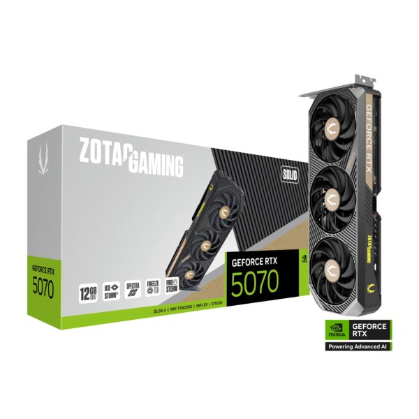 ZOTAC GAMING GeForce RTX 5070 SOLID 12GB GDDR7 192-bit Gaming Graphics Card With Triple Fans ( ZT-B50700D-10P )