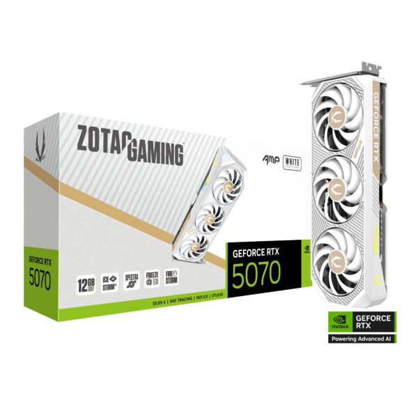 ZOTAC GAMING GeForce RTX 5070 AMP White Edition 12GB GDDR7 192-bit Gaming Graphics Card With Triple Fans ( ZT-B50700FQ-10P )