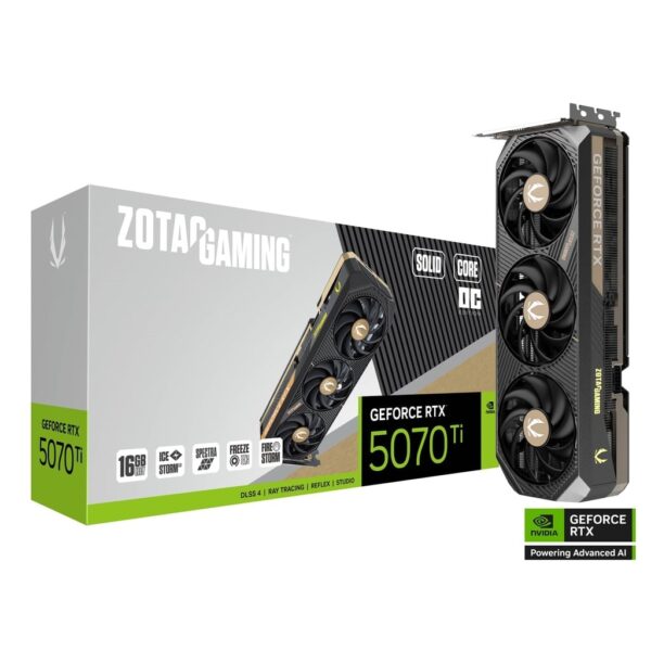 ZOTAC GAMING GeForce RTX 5070 Ti SOLID CORE OC 16GB GDDR7 256-bit Gaming Graphics Card With Triple Fans ( ZT-B50710J2-10P )