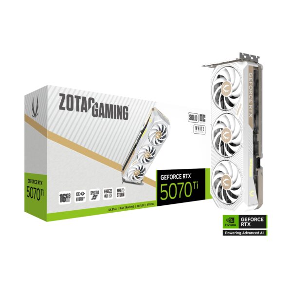 ZOTAC GAMING GeForce RTX 5070 Ti SOLID CORE OC White Edition 16GB GDDR7 256-bit Gaming Graphics Card With Triple Fans ( ZT-B50710Q2-10P )