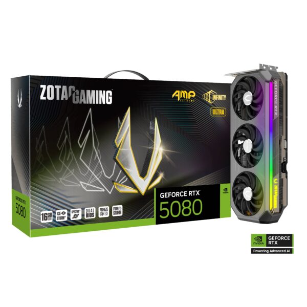 ZOTAC GAMING GeForce RTX 5080 AMP Extreme INFINITY ULTRA 16GB GDDR7 256-bit Gaming Graphics Card With Triple Fans ( ZT-B50800BU-10P )