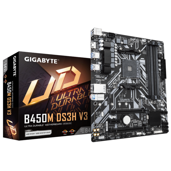 Gigabyte B450M DS3H V3 (rev. 1.5) Micro ATX Motherboard ( AMD Socket AM4, Support AMD Ryzen 5000 , 5000 G-, 4000 G-Series, 3rd Gen, 2nd Gen, 1st Gen Cpu, 4 x DDR4 RAM Slots, Max 128GB RAM Support )