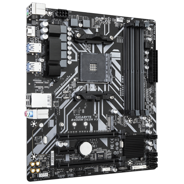Gigabyte B450M DS3H V3 (rev. 1.5) Micro ATX Motherboard ( AMD Socket AM4, Support AMD Ryzen 5000 , 5000 G-, 4000 G-Series, 3rd Gen, 2nd Gen, 1st Gen Cpu, 4 x DDR4 RAM Slots, Max 128GB RAM Support ) - Image 3