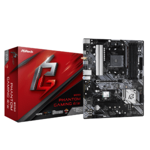 ASRock B550 Phantom Gaming 4/ac ATX Motherboard ( AMD AM4 Socket, Support Ryzen 3000, 3000 G, 4000 G, 5000, 5000 G-Series Cpu, 4 x DDR4 RAM Slots, Max 128GB RAM Support )