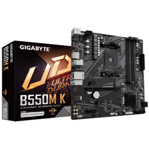 Gigabyte B550M K (rev. 1.1) Micro ATX Motherboard ( AMD Socket AM4, Supports AMD Ryzen 5000, 5000 G, 4000 G, 3000, 3000 G-Series Cpu, 4 x DDR4 RAM Slots, Max 128GB RAM Support )