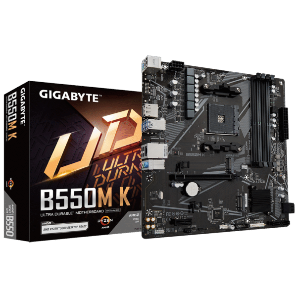 Gigabyte B550M K (rev. 1.1) Micro ATX Motherboard ( AMD Socket AM4, Supports AMD Ryzen 5000, 5000 G, 4000 G, 3000, 3000 G-Series Cpu, 4 x DDR4 RAM Slots, Max 128GB RAM Support )