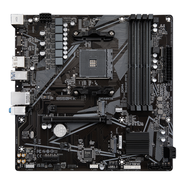 Gigabyte B550M K (rev. 1.1) Micro ATX Motherboard ( AMD Socket AM4, Supports AMD Ryzen 5000, 5000 G, 4000 G, 3000, 3000 G-Series Cpu, 4 x DDR4 RAM Slots, Max 128GB RAM Support ) - Image 3