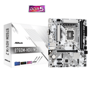 ASRock B760M-HDV/M.2 Micro ATX Motherboard ( Intel Socket LGA1700, Support 14th, 13th & 12th Gen Intel Core Cpu, 2 x DDR5 RAM Slots, Max 128GB RAM Support )