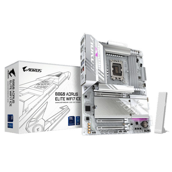 Gigabyte B860 AORUS ELITE WIFI7 ICE ATX Motherboard ( Intel Socket LGA1851, Supports Intel Core Ultra Cpu, 4 x DDR5 RAM Slots, Max 256GB RAM Support )