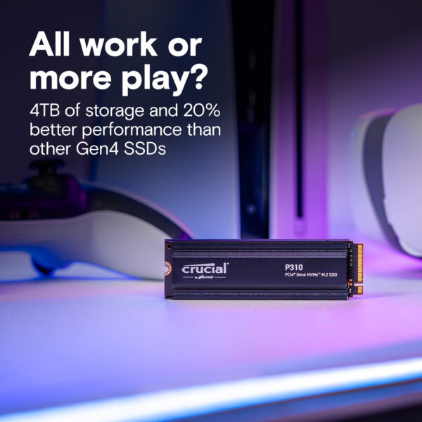 Crucial P310 1TB M.2 NVMe 2280 PCIe Gen4 SSD With Heatsink ( CT1000P310SSD5 ) - Image 3