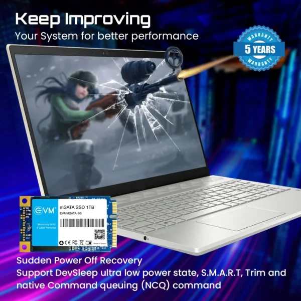 EVM 1TB mSATA SATA 6.0 Gbps interface NAND FLASH 3D TLC Internal SSD ( EVMMS/1TB ) - Image 5
