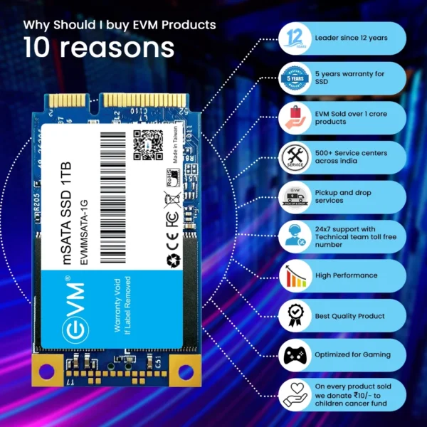 EVM 1TB mSATA SATA 6.0 Gbps interface NAND FLASH 3D TLC Internal SSD ( EVMMS/1TB ) - Image 7