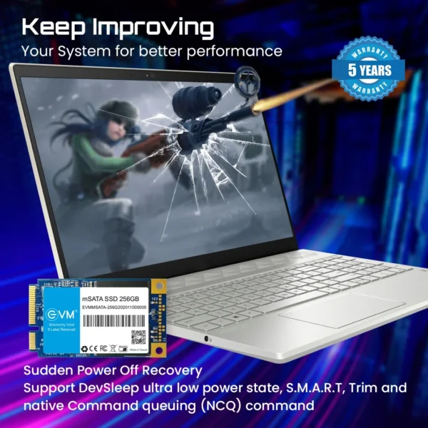 EVM 256GB m SATA SATA 6.0 Gbps Interface NAND FLASH 3D TLC Internal SSD ( EVMMS/256GB ) - Image 5