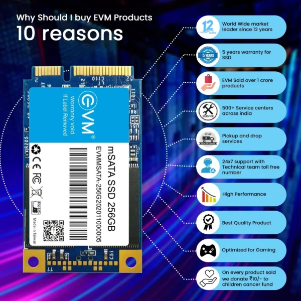EVM 256GB m SATA SATA 6.0 Gbps Interface NAND FLASH 3D TLC Internal SSD ( EVMMS/256GB ) - Image 7
