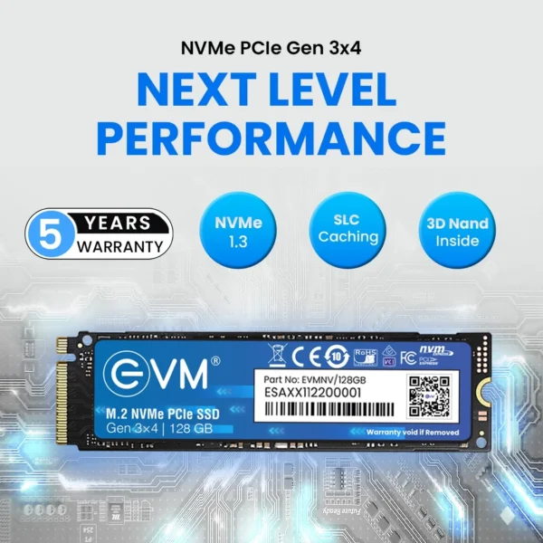 EVM 128GB M.2 NVME 2280 PCle Gen 3 3D NAND TLC Internal SSD ( EVMNV/128GB ) - Image 4