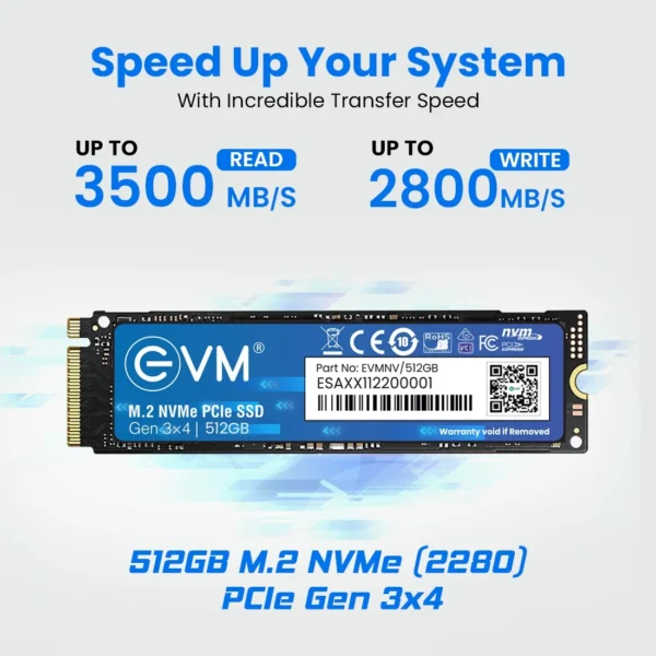 EVM 512GB M.2 NVME 2280 Pcle Gen 3x4 3D NAND TLC Internal SSD ( EVMNV/512GB ) - Image 3