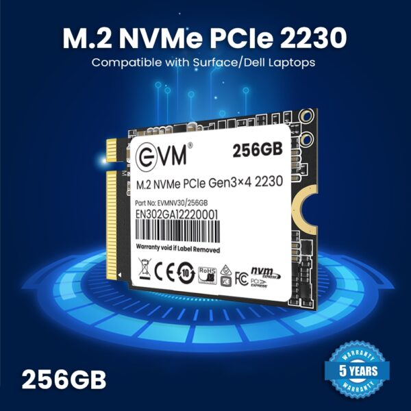 EVM 256GB M.2 NVMe 2230 Pcle Gen 3x4 Internal SSD ( EVMNV30/256GB ) - Image 3
