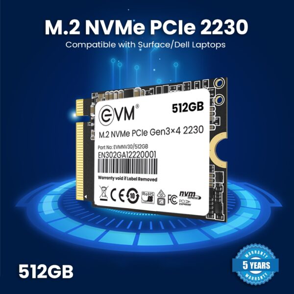 EVM 512GB M.2 NVMe PCIe 2230 Pcle Gen 3x4 3D NAND Internal SSD ( EVMNV30/512GB ) - Image 3