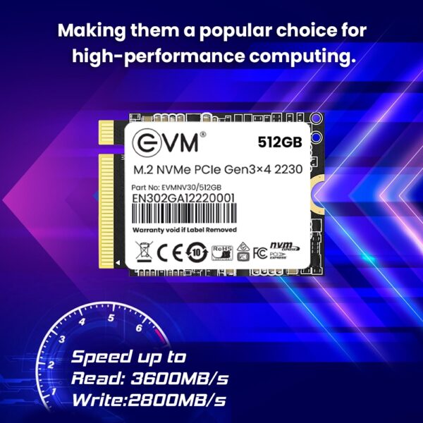 EVM 512GB M.2 NVMe PCIe 2230 Pcle Gen 3x4 3D NAND Internal SSD ( EVMNV30/512GB ) - Image 4
