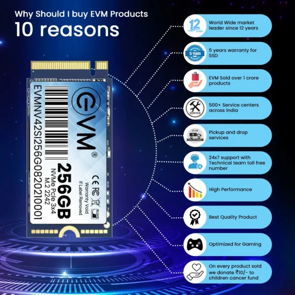 EVM 256GB M.2 NVME 2242 Pcle Gen 3x4 3D NAND Flash SATA III 6Gb/s Internal SSD ( EVMNV42/256GB ) - Image 7