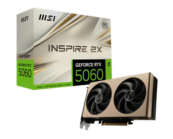 MSI GeForce RTX 5060 8G INSPIRE 2X OC 8GB GDDR7 128-bit Gaming Graphics Card Dual Fans ( G5060-8I2C ) - Image 2