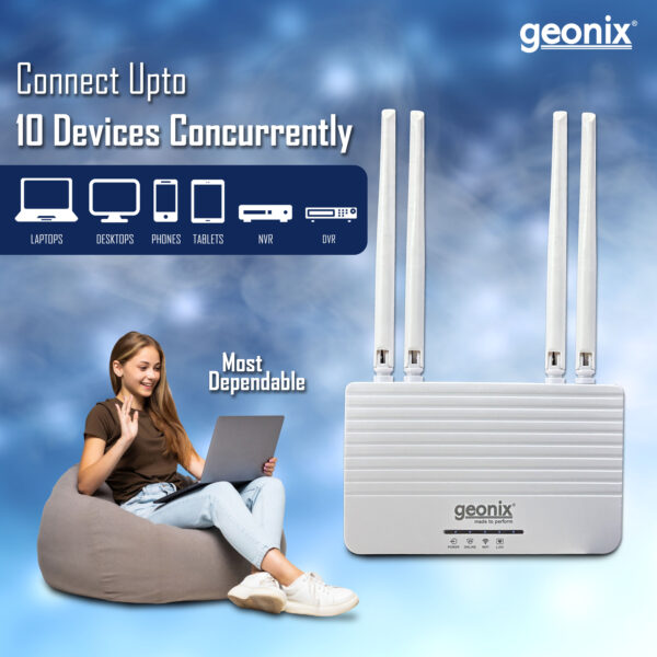 Geonix GXWR4-5G SIM Support Plug and Play WiFi Router With LAN/Wan Ports and 4 Antennas - Image 6