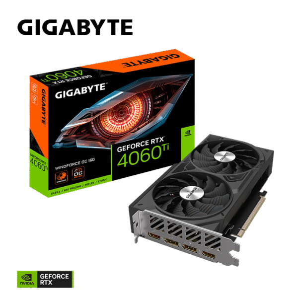 Gigabyte GeForce RTX 4060 Ti WINDFORCE OC 16G 16GB GDDR6 128 bit Gaming Graphics Card With Dual Fans ( GV-N406TWF2OC-16GD ) - Image 2