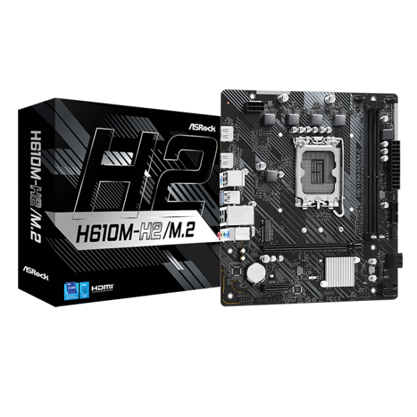 ASRock H610M-H2/M.2 Micro ATX Motherboard ( Intel Socket LGA1700, Support 14th, 13th & 12th Gen Intel Core Cpu, 2 x DDR4 RAM Slots, Max 64GB  RAM Support )