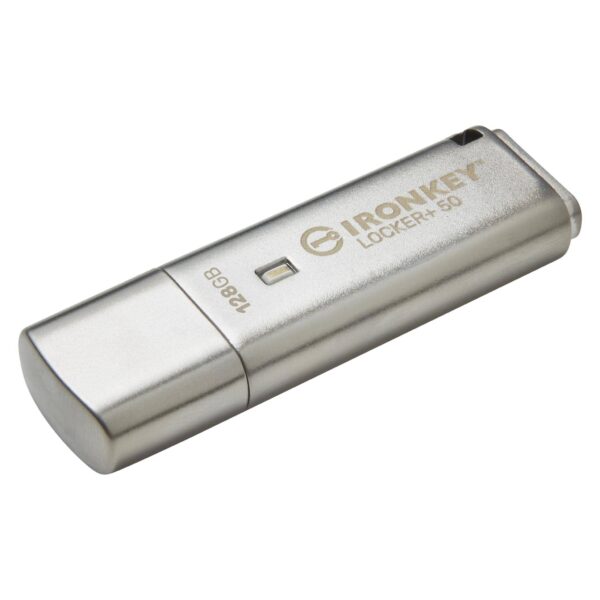 Kingston 128GB IronKey Locker+ 50 USB 3.2 Gen 1 XTS-AES 256-bit Encrypted For Data Protection Pen Drive Automatic USB to Cloud Backup ( IKLP50/128GB ) - Image 2