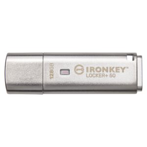 Kingston 128GB IronKey Locker+ 50 USB 3.2 Gen 1 XTS-AES 256-bit Encrypted For Data Protection Pen Drive Automatic USB to Cloud Backup ( IKLP50/128GB )