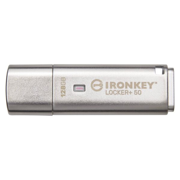 Kingston 128GB IronKey Locker+ 50 USB 3.2 Gen 1 XTS-AES 256-bit Encrypted For Data Protection Pen Drive Automatic USB to Cloud Backup ( IKLP50/128GB )