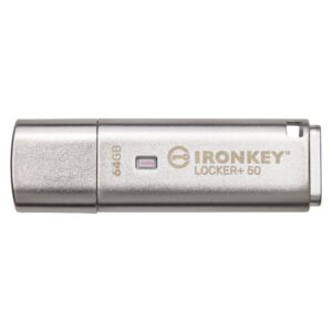 Kingston 64GB IronKey Locker+ 50 USB 3.2 Gen 1 XTS-AES 256-bit Encrypted For Data Protection Pen Drive Automatic USB to Cloud Backup ( IKLP50/64GB )