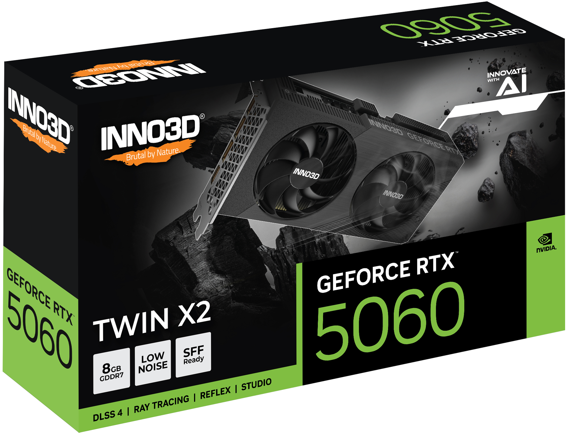 INNO3D GeForce RTX 5060 TWIN X2 8GB GDDR7 128-bit Gaming Graphics Card With Dual Fans ( N50602-08D7-195071N ) - Image 3