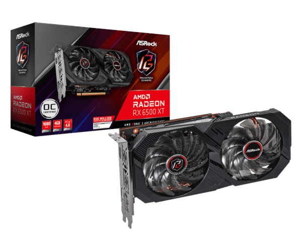 Asrock AMD Radeon RX 6500 XT Phantom Gaming D 4GB OC 4GB GDDR6 64-bit Gaming Graphics Card With Dual Fans ( RX-6500-XT-PGDD-4GO ) - Image 2