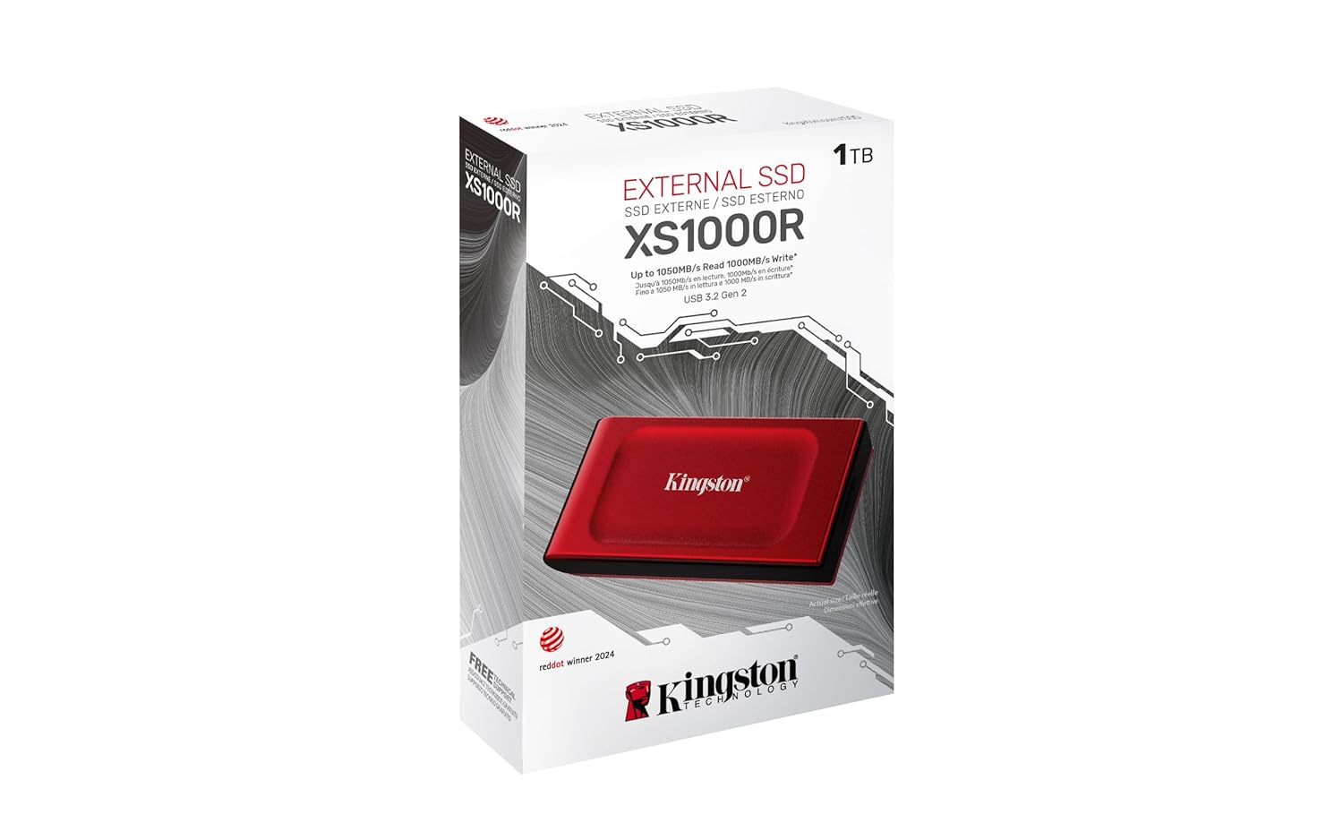 Kingston XS1000 1TB USB-C USB 3.2 Gen 2 Portable Red External Solid State Drive ( SXS1000R/1000G ) - Image 3
