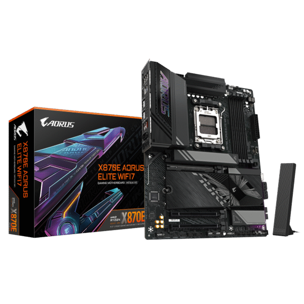 Gigabyte X870E AORUS ELITE WIFI7 (rev. 1.2) ATX Motherboard ( AMD Socket AM5, Supports AMD Ryzen 9000, 8000, 7000 Series Cpu, 4 x DDR5 RAM Slots, Max 256GB RAM Support )