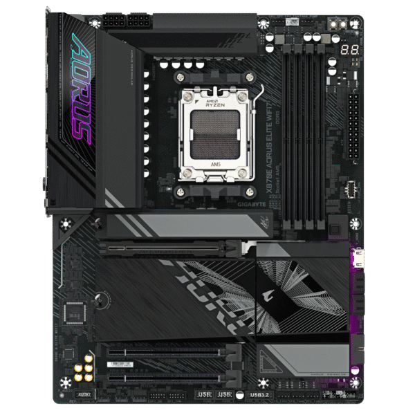 Gigabyte X870E AORUS ELITE WIFI7 (rev. 1.2) ATX Motherboard ( AMD Socket AM5, Supports AMD Ryzen 9000, 8000, 7000 Series Cpu, 4 x DDR5 RAM Slots, Max 256GB RAM Support ) - Image 2