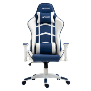 Ant Esports 9077 Ergonomic Multifunctional White & Blue Gaming Chair With Premium PU Leather Upholstery 2D Armrest, Integrated Neck and Lumbar Support ( ANTC0043 )