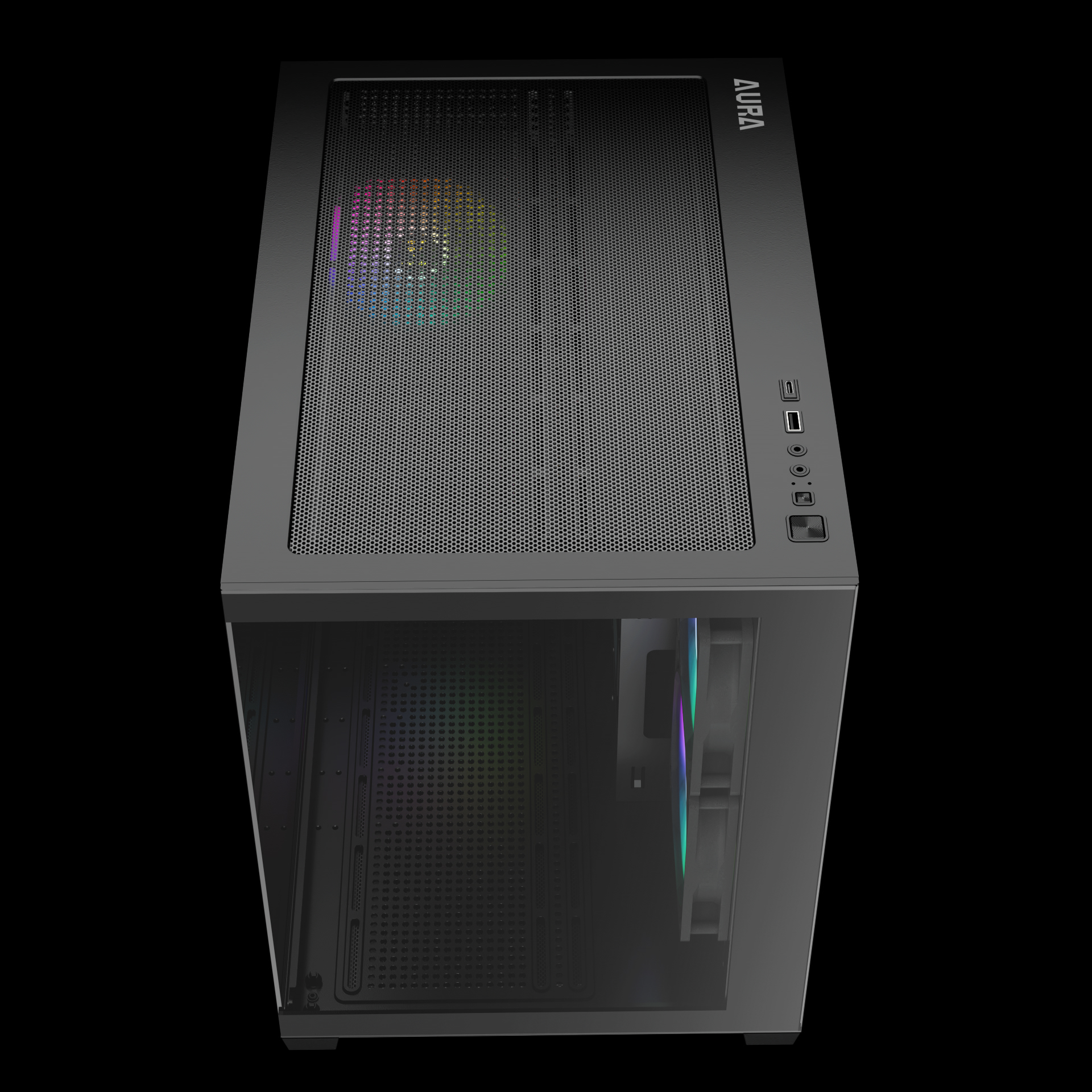 Gamdias AURA GC10M V2 ARGB Micro-ATX MICRO TOWER Tempered glass Panel Black Pc Cabinet With Pre-installed ARGB Fans - Image 3
