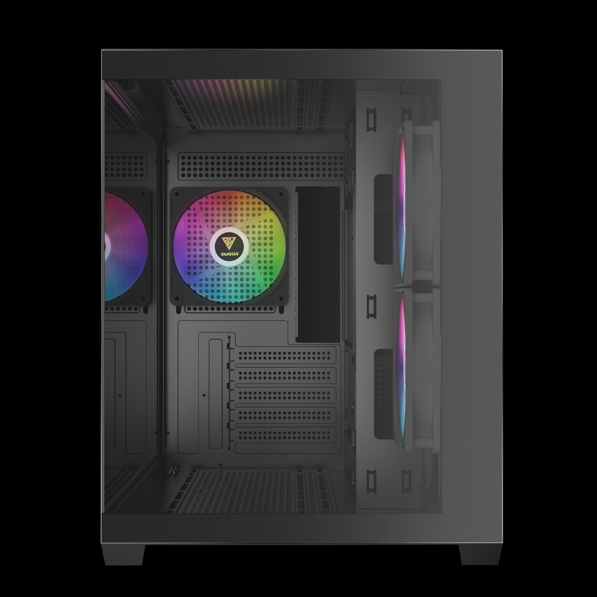 Gamdias AURA GC10M V2 ARGB Micro-ATX MICRO TOWER Tempered glass Panel Black Pc Cabinet With Pre-installed ARGB Fans - Image 4