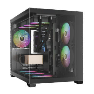 Gamdias AURA GC10M V2 ARGB Micro-ATX MICRO TOWER Tempered glass Panel Black Pc Cabinet With Pre-installed ARGB Fans