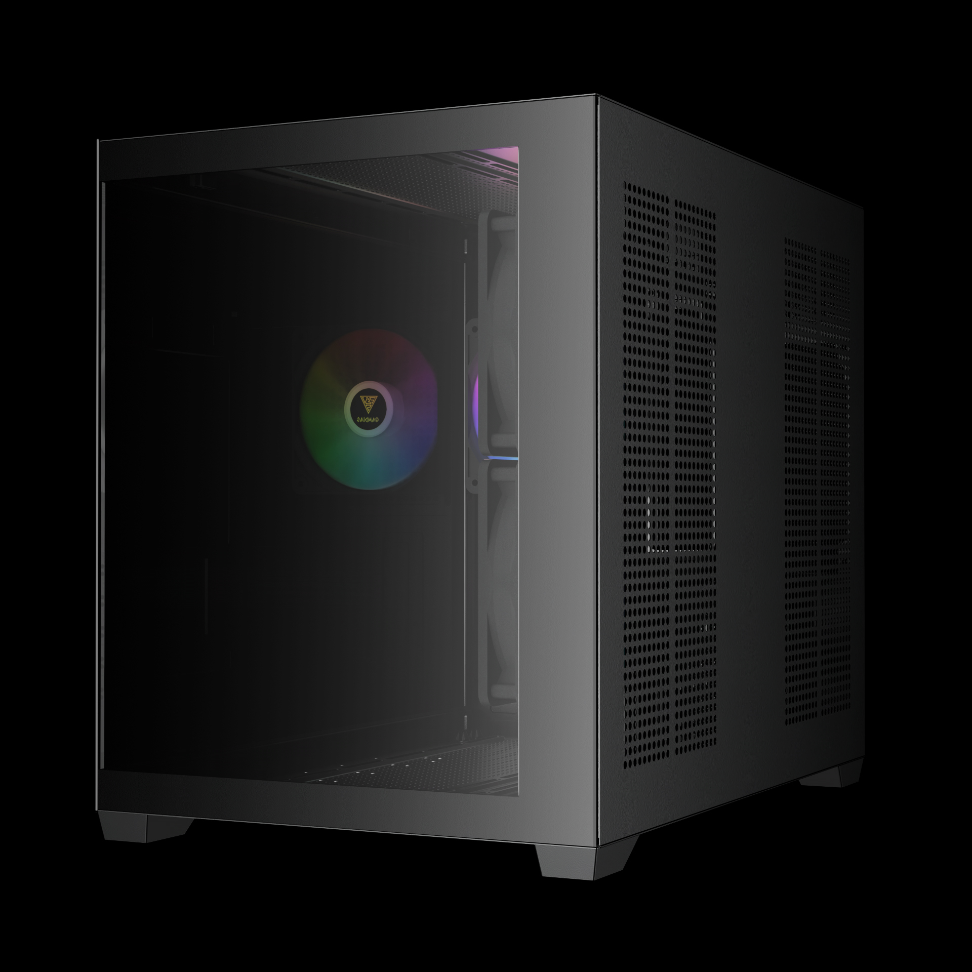 Gamdias AURA GC10M V2 ARGB Micro-ATX MICRO TOWER Tempered glass Panel Black Pc Cabinet With Pre-installed ARGB Fans - Image 6