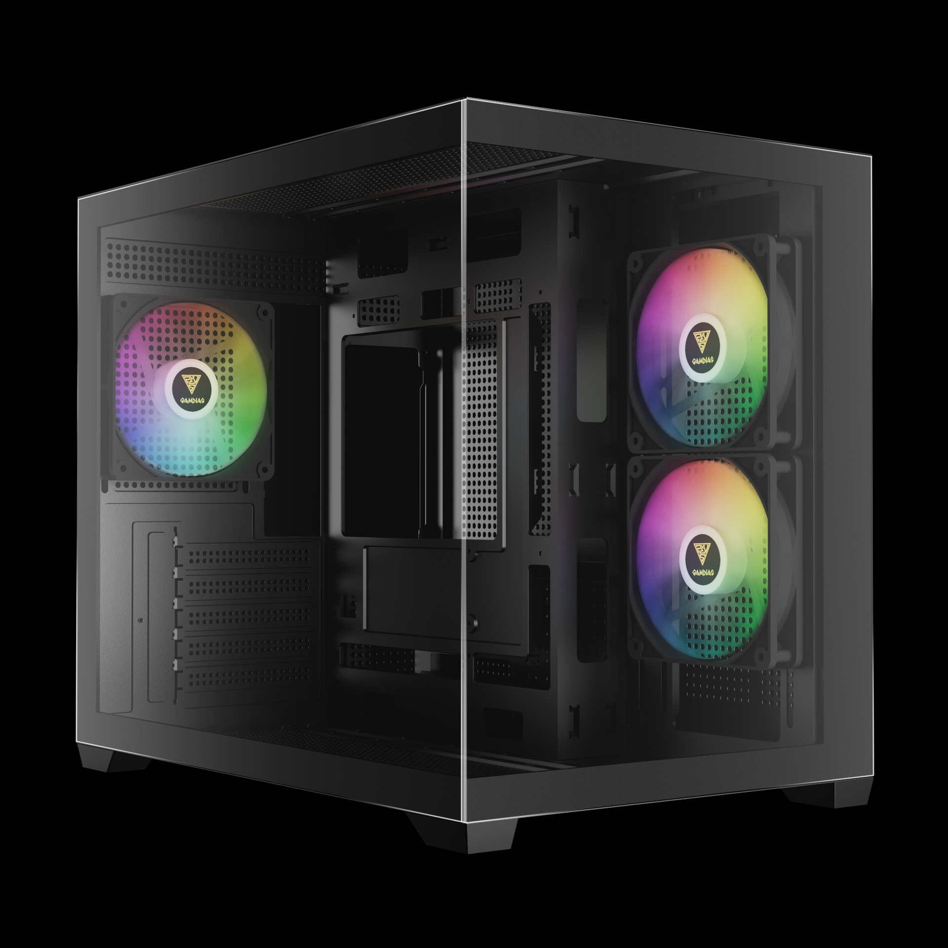 Gamdias AURA GC10M V2 ARGB Micro-ATX MICRO TOWER Tempered glass Panel Black Pc Cabinet With Pre-installed ARGB Fans - Image 2