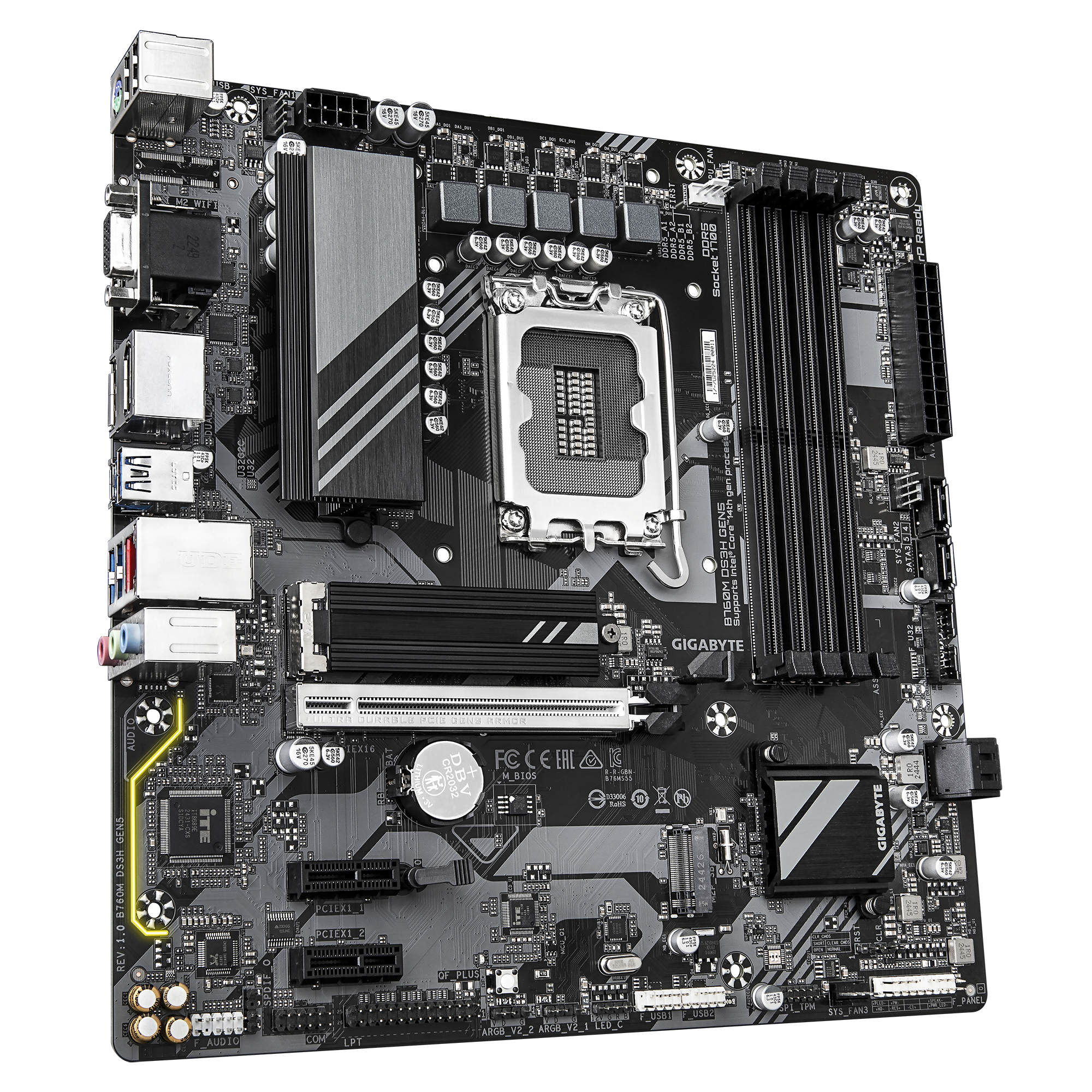 Gigabyte B760M DS3H GEN5 Micro ATX Motherboard ( Intel LGA1700 Socket, Support 14th, 13th, and 12th Generation Intel Core, Pentium Gold and Celeron Cpu, 4 x DDR5 RAM Slots, Max 256 GB RAM ) - Image 3